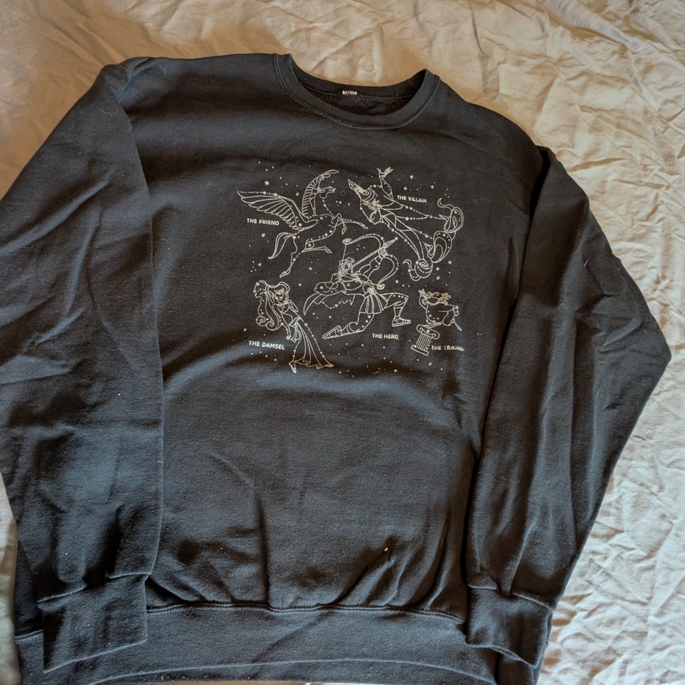 Disney Black Crewneck Sweater with Fantasy Graphic